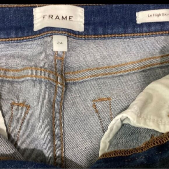Frame Jeans Women’s Size 24 Color Blue LeHigh Skinny with Black Pipping - Picture 7 of 10